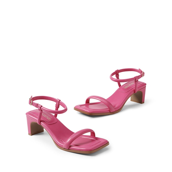 [Wonder Cloud] Hera One-strap Square Toe Rectangular Heel Sandals - HOT PINK - 3